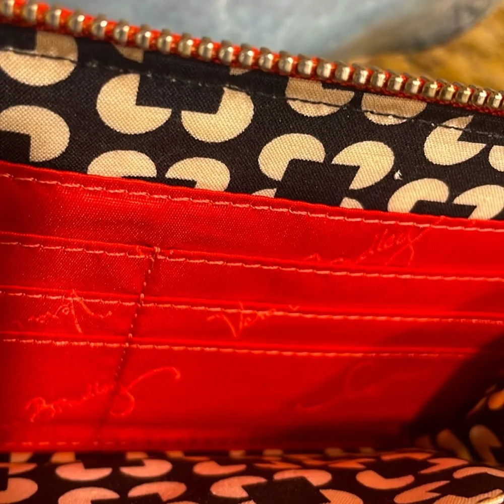 Vera Bradley Coral Red Faux Leather Wallet with black and beige interior. Y2K - Picture 8 of 9